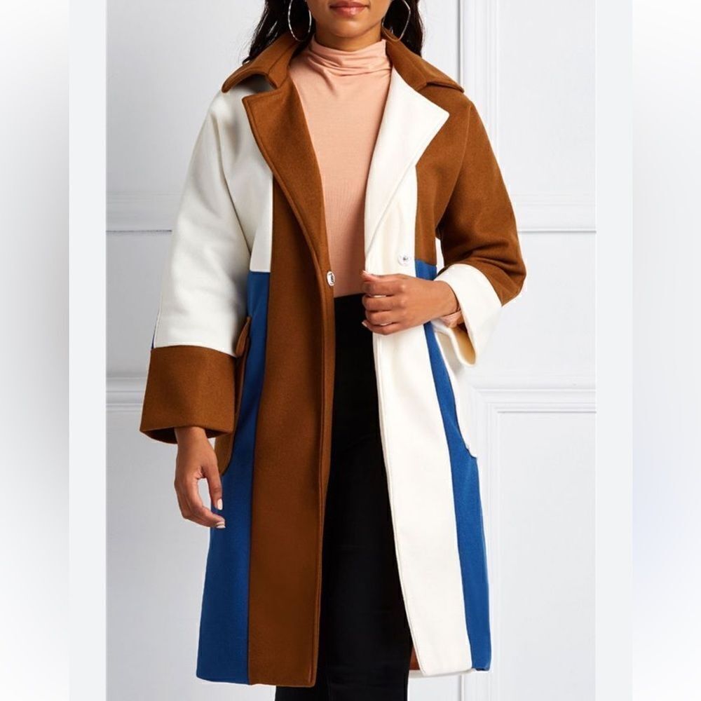 Women’s Color block Open Front Jacket(No Size )